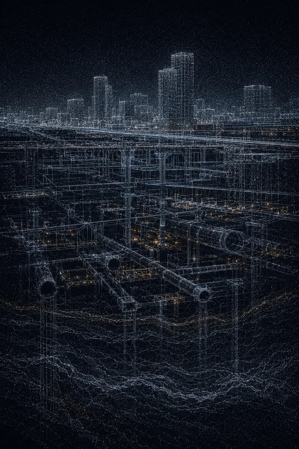 wireframe digital-twin city model